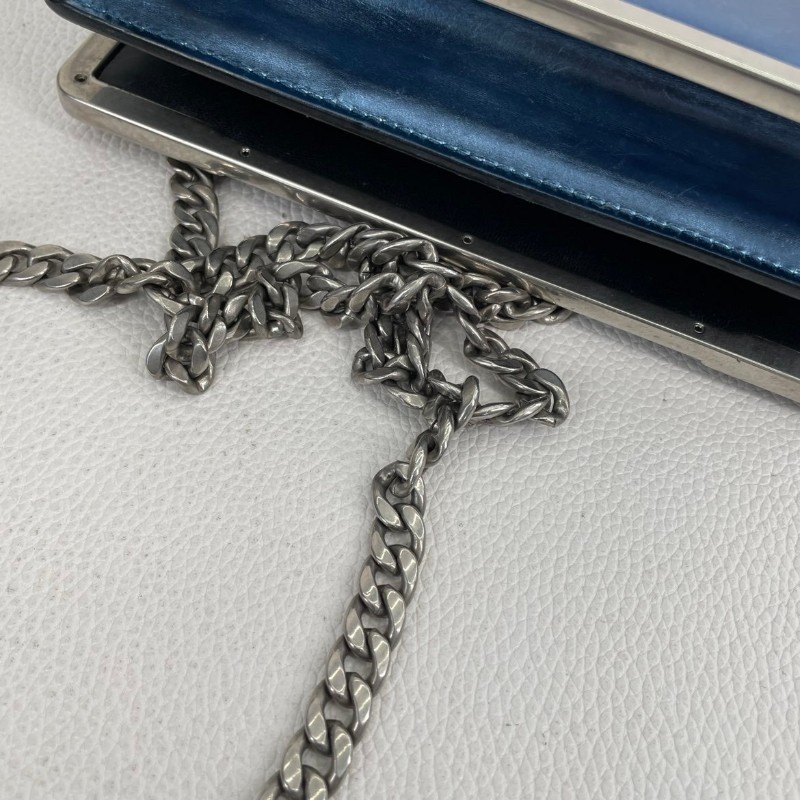 Hsj sz Prada/普拉達  宮廷款拼色藍色亮面單肩斜包 時尚百搭-19