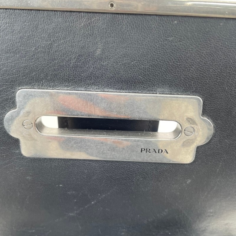 Hsj sz Prada/普拉達  宮廷款拼色藍色亮面單肩斜包 時尚百搭-20