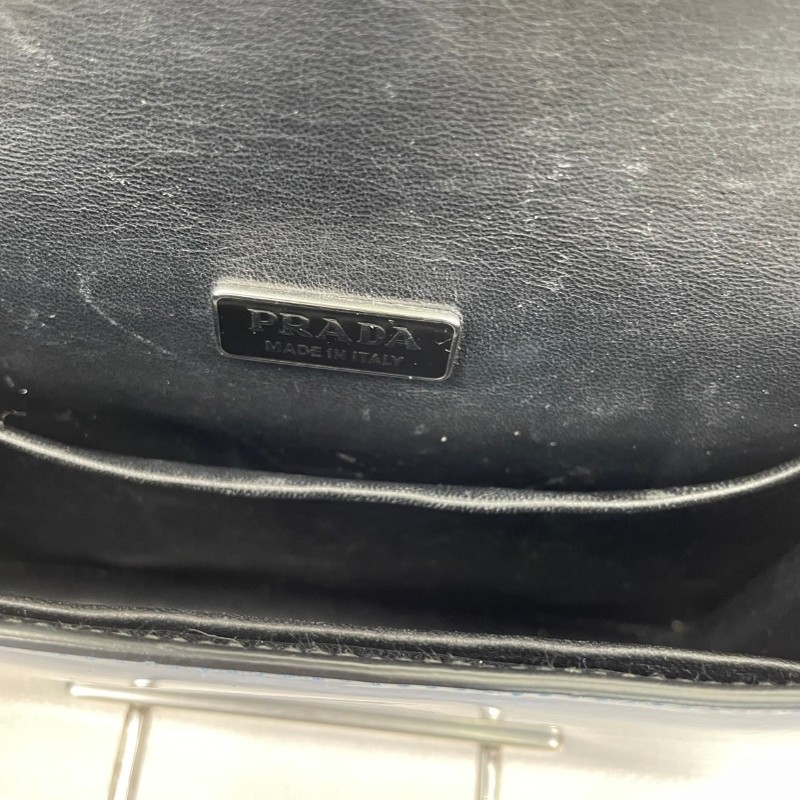 Hsj sz Prada/普拉達  宮廷款拼色藍色亮面單肩斜包 時尚百搭-21