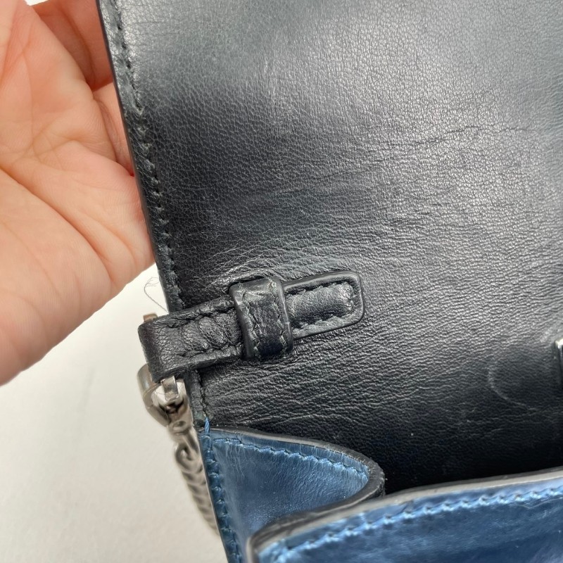 Hsj sz Prada/普拉達  宮廷款拼色藍色亮面單肩斜包 時尚百搭-22