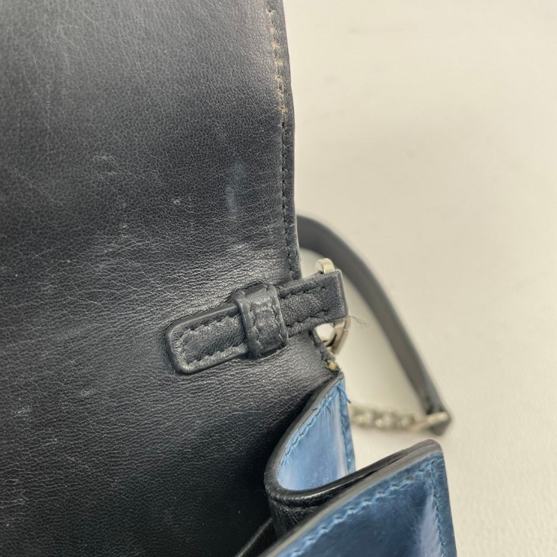 Hsj sz Prada/普拉達  宮廷款拼色藍色亮面單肩斜包 時尚百搭-23