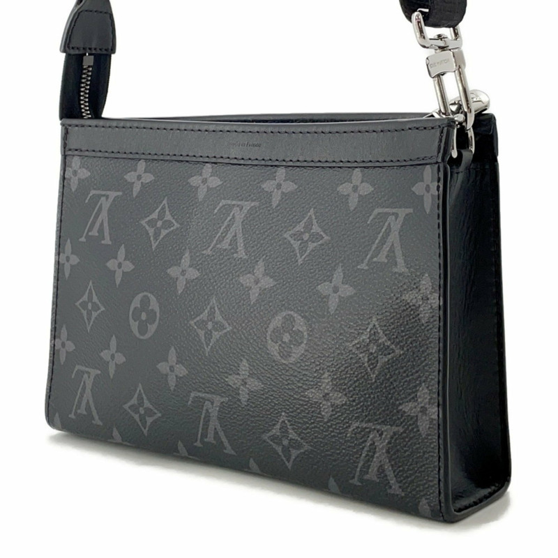 路易威登 Monogram Eclipse 單肩背包，搭配 Gaston 可穿戴錢包 M81124，黑色。男士手提包。-1