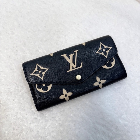 路易威登信封長夾LV黑拚米Sarah長夾牛皮16卡 M80496