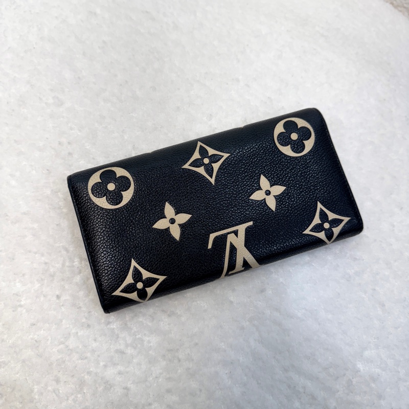 路易威登信封長夾LV黑拚米Sarah長夾牛皮16卡 M80496-1