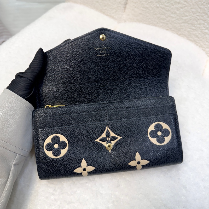 路易威登信封長夾LV黑拚米Sarah長夾牛皮16卡 M80496-4