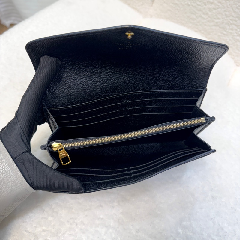 路易威登信封長夾LV黑拚米Sarah長夾牛皮16卡 M80496-5