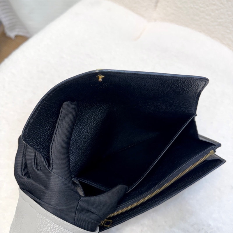 路易威登信封長夾LV黑拚米Sarah長夾牛皮16卡 M80496-6