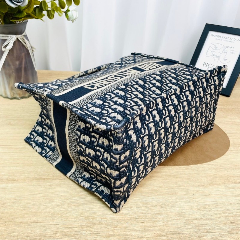 ghh-hz- Dior/迪奧老花托特深藍中號刺繡手提袋 老花百搭高級時尚-7