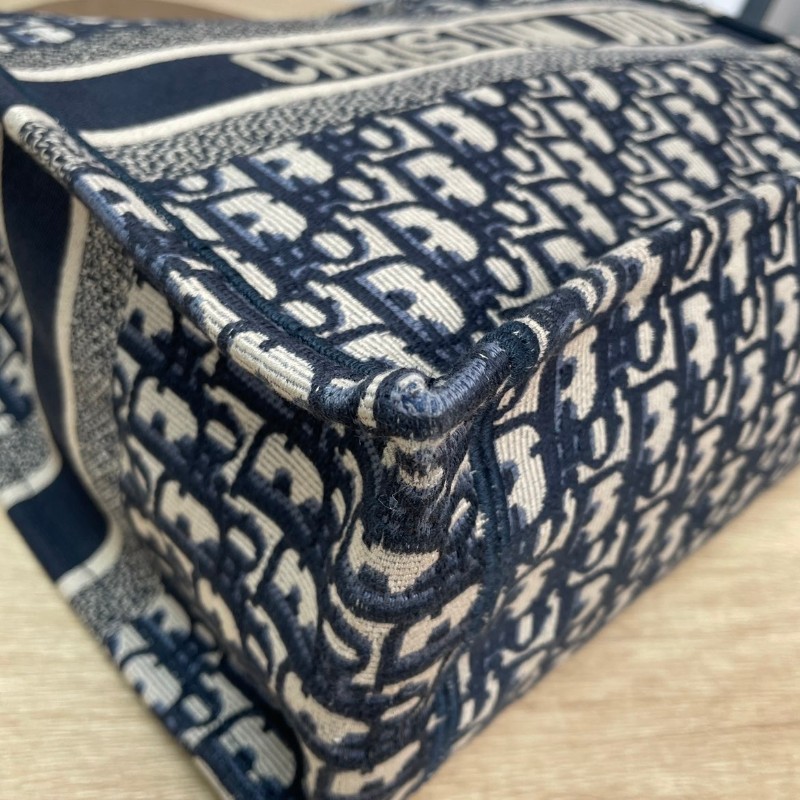 ghh-hz- Dior/迪奧老花托特深藍中號刺繡手提袋 老花百搭高級時尚-9