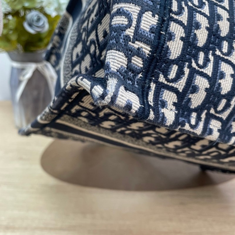 ghh-hz- Dior/迪奧老花托特深藍中號刺繡手提袋 老花百搭高級時尚-10