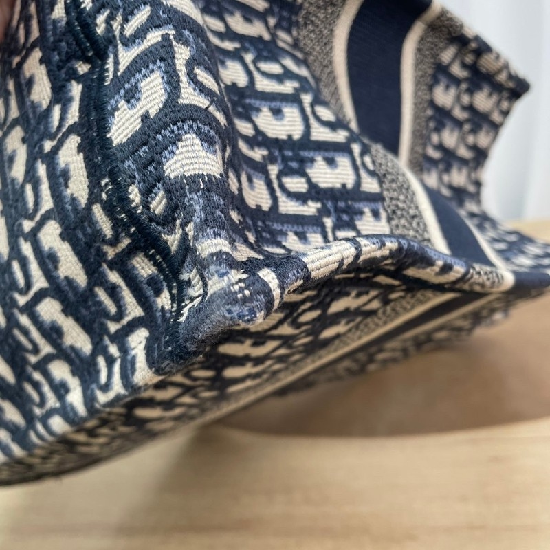 ghh-hz- Dior/迪奧老花托特深藍中號刺繡手提袋 老花百搭高級時尚-11