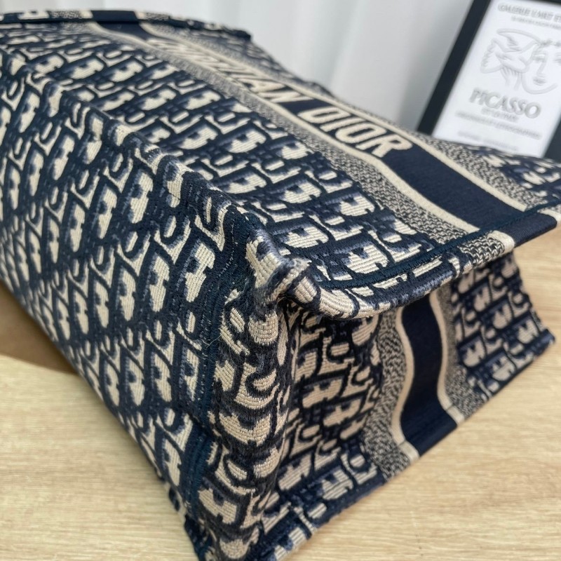 ghh-hz- Dior/迪奧老花托特深藍中號刺繡手提袋 老花百搭高級時尚-12