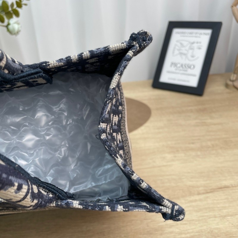 ghh-hz- Dior/迪奧老花托特深藍中號刺繡手提袋 老花百搭高級時尚-13