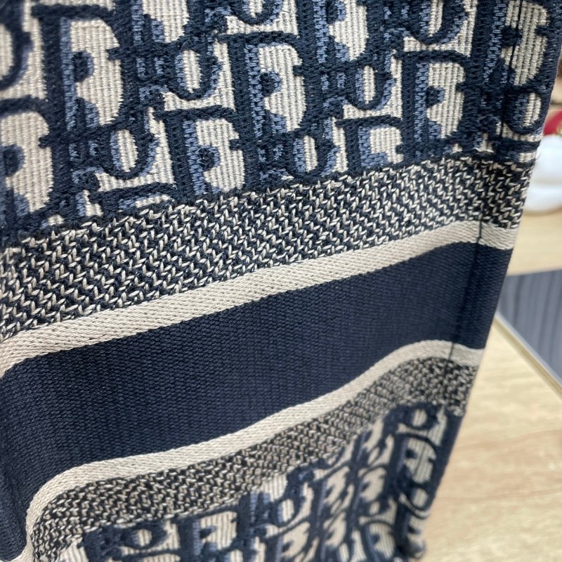ghh-hz- Dior/迪奧老花托特深藍中號刺繡手提袋 老花百搭高級時尚-18