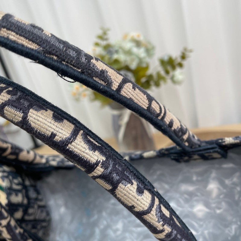 ghh-hz- Dior/迪奧老花托特深藍中號刺繡手提袋 老花百搭高級時尚-19