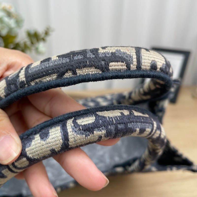 ghh-hz- Dior/迪奧老花托特深藍中號刺繡手提袋 老花百搭高級時尚-20