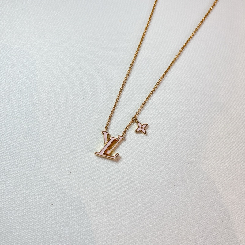 莉亞精品♡ LV M01215 粉琺瑯項鍊 二手-2