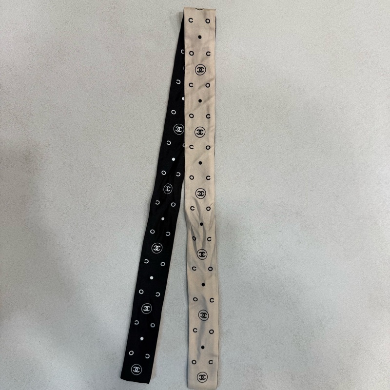 Chanel 絲巾 Chanel twilly 香奈兒絲巾 香奈兒Twilly 雙面使用 米色 黑色-7