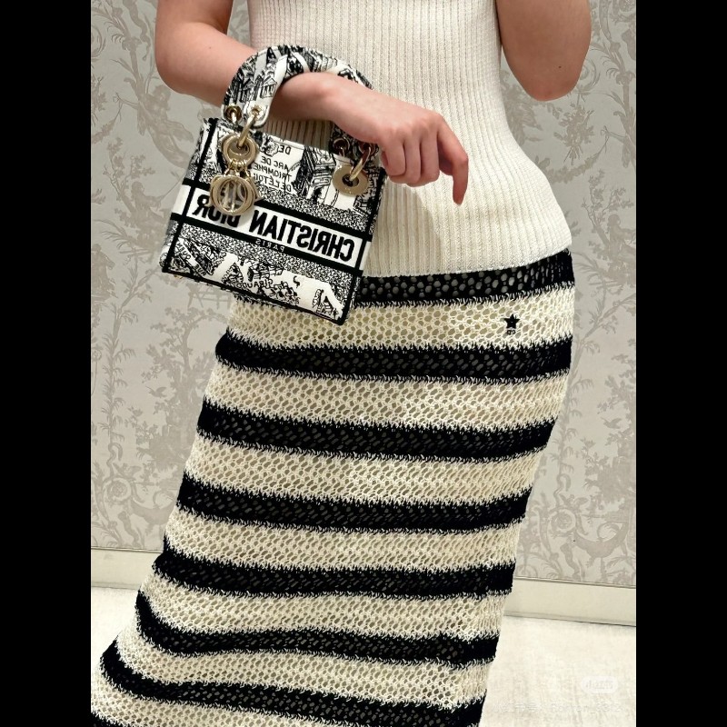 Zwb hz DIOR迪奧 Lady D-Lite  淺金色吊墜Plan de Paris巴黎地圖 刺繡 戴妃包 單肩斜挎手提包-7