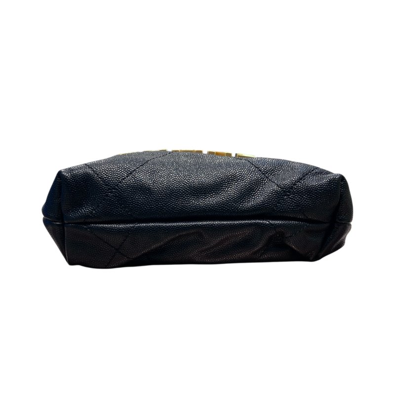 CHANEL 香奈兒 22MINI BAG 流浪包 荔枝牛皮 黑色 金釦-5