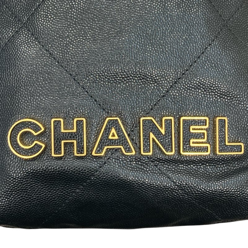 CHANEL 香奈兒 22MINI BAG 流浪包 荔枝牛皮 黑色 金釦-15