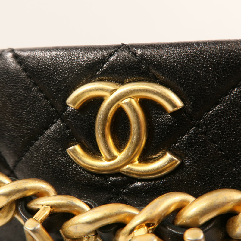 CHANEL 牛皮皮革Chain Shoulder金扣肩背袋-8