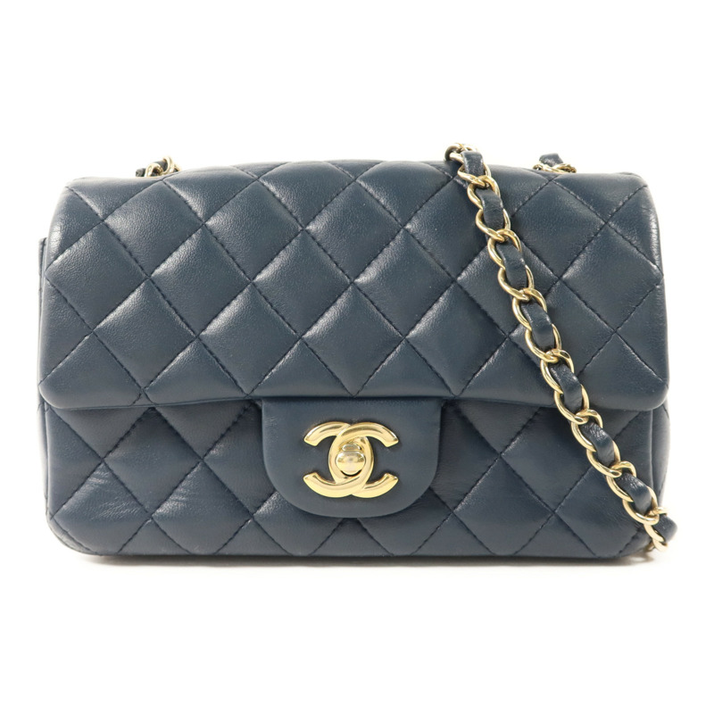 CHANEL 羊皮皮革Mini Classic 20金扣鏈帶肩背袋-0