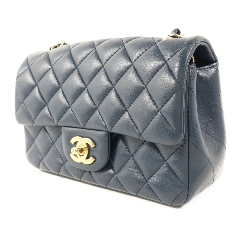 CHANEL 羊皮皮革Mini Classic 20金扣鏈帶肩背袋-2