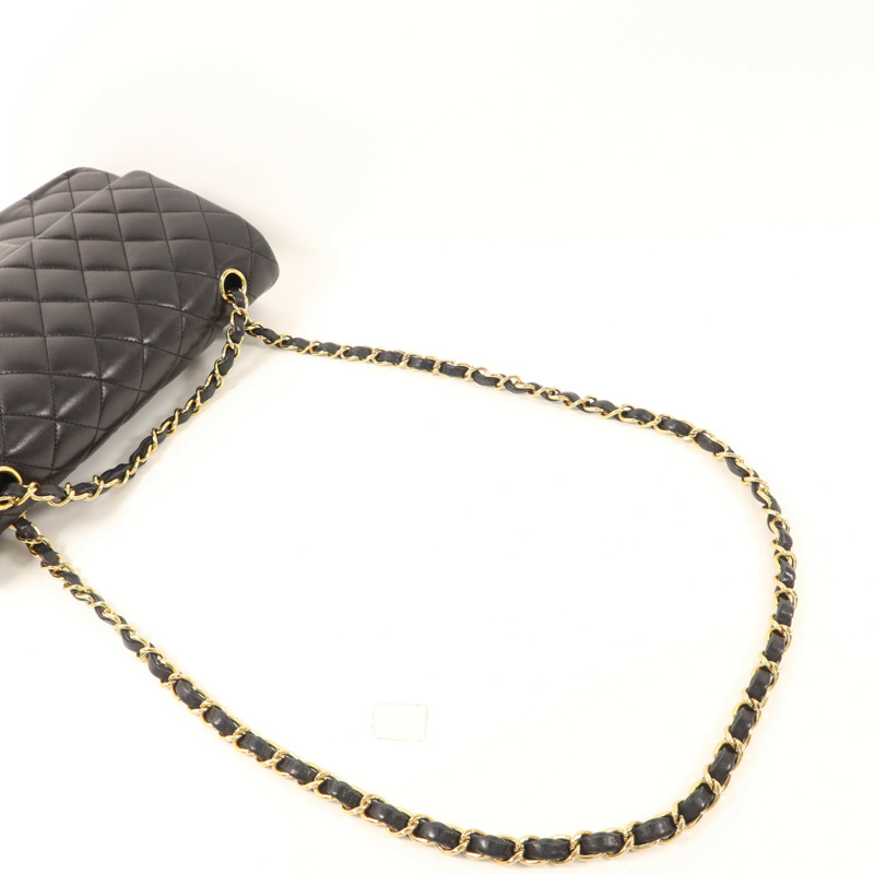 CHANEL 羊皮皮革Classic 25金扣鏈帶肩背袋-7