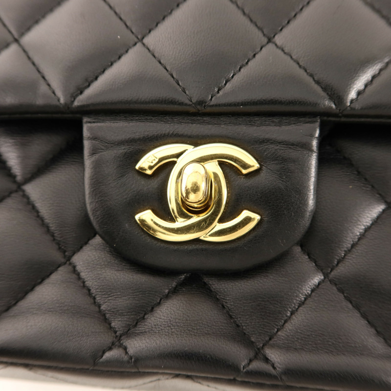 CHANEL 羊皮皮革Classic 25金扣鏈帶肩背袋-9