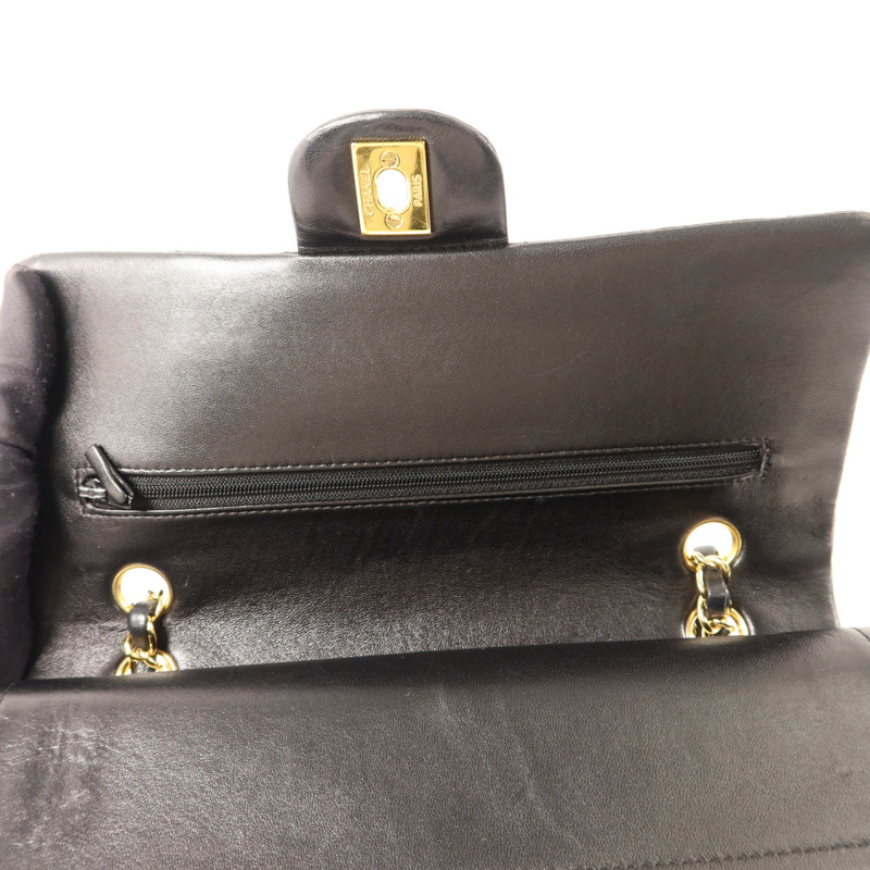 CHANEL 羊皮皮革Classic 25金扣鏈帶肩背袋-11