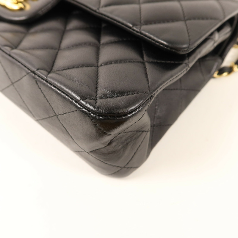 CHANEL 羊皮皮革Classic 25金扣鏈帶肩背袋-12
