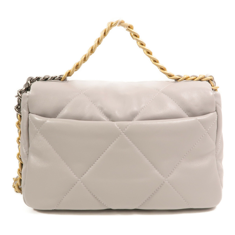 CHANEL 牛皮皮革Chanel 19 Small金扣鏈帶手挽肩背兩用袋-1