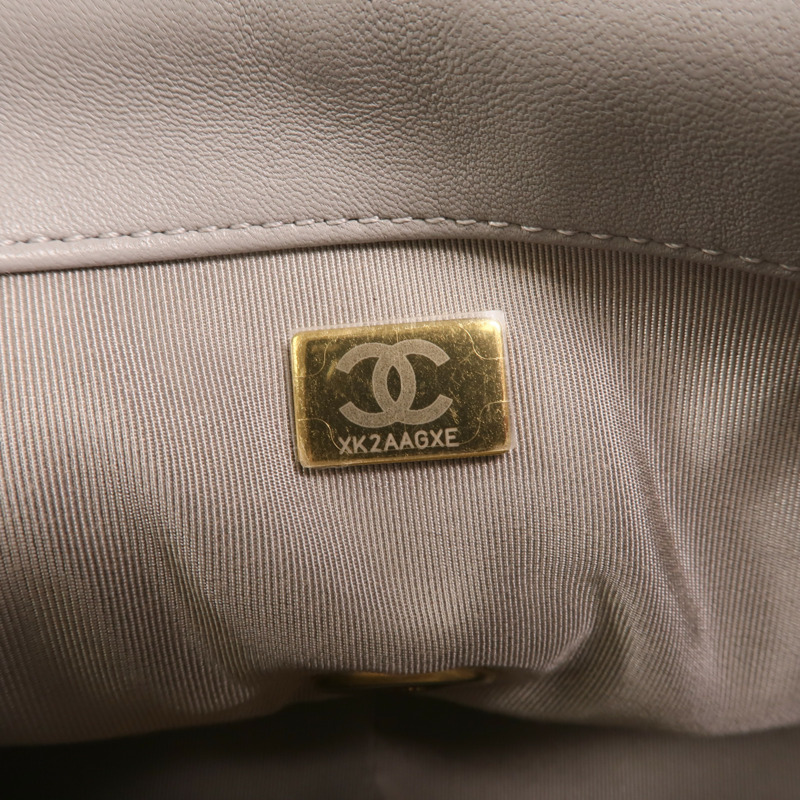 CHANEL 牛皮皮革Chanel 19 Small金扣鏈帶手挽肩背兩用袋-6