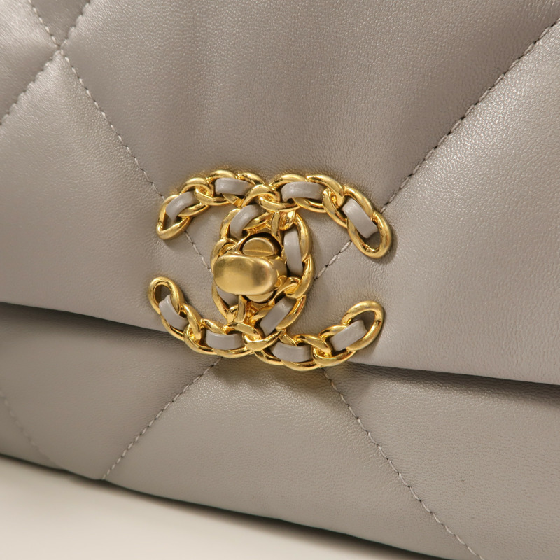 CHANEL 牛皮皮革Chanel 19 Small金扣鏈帶手挽肩背兩用袋-8