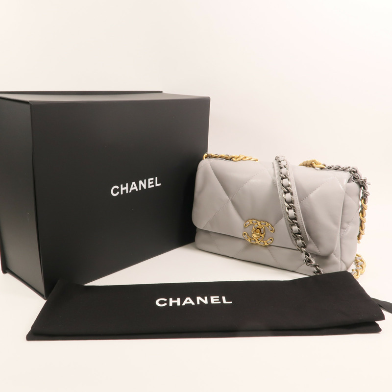 CHANEL 牛皮皮革Chanel 19 Small金扣鏈帶手挽肩背兩用袋-9