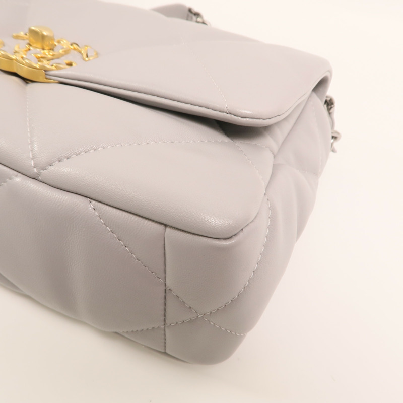 CHANEL 牛皮皮革Chanel 19 Small金扣鏈帶手挽肩背兩用袋-10