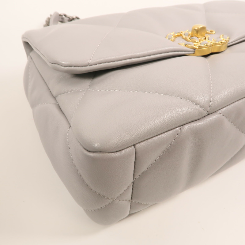 CHANEL 牛皮皮革Chanel 19 Small金扣鏈帶手挽肩背兩用袋-11