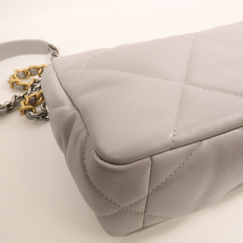 CHANEL 牛皮皮革Chanel 19 Small金扣鏈帶手挽肩背兩用袋-13