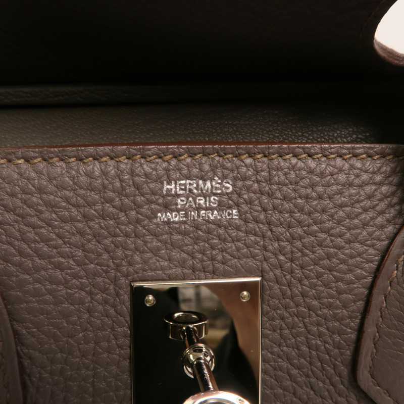 HERMES Togo皮革Birkin 30銀扣手挽袋Etain-5