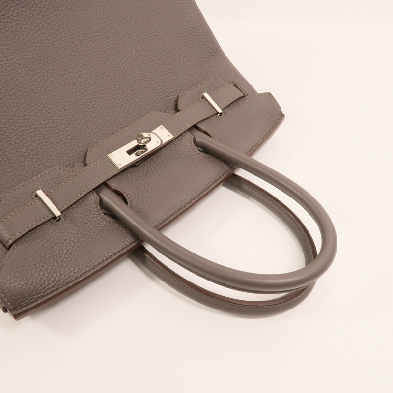 HERMES Togo皮革Birkin 30銀扣手挽袋Etain-7