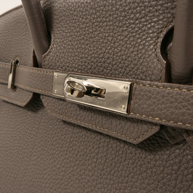HERMES Togo皮革Birkin 30銀扣手挽袋Etain-10