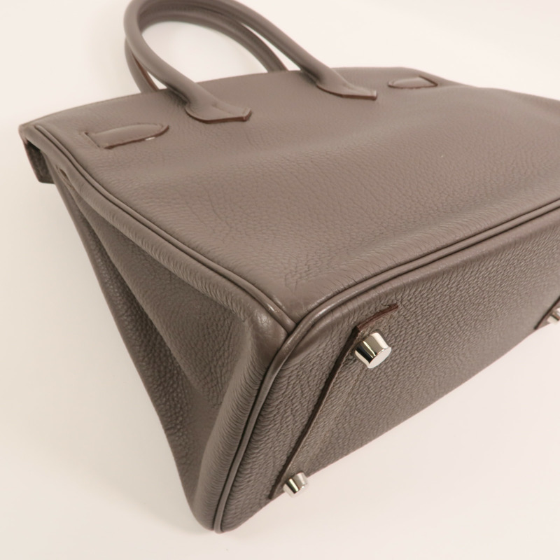 HERMES Togo皮革Birkin 30銀扣手挽袋Etain-13