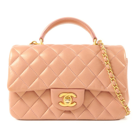 CHANEL 羊皮皮革Top Handle 20金扣鏈帶肩背袋