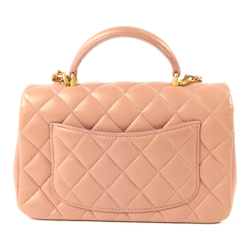 CHANEL 羊皮皮革Top Handle 20金扣鏈帶肩背袋-1