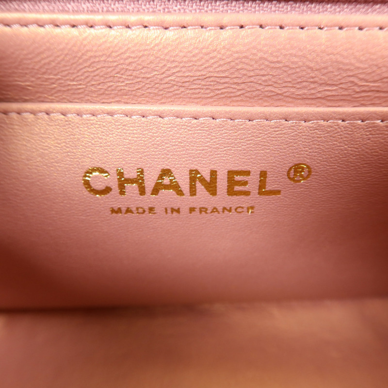 CHANEL 羊皮皮革Top Handle 20金扣鏈帶肩背袋-5