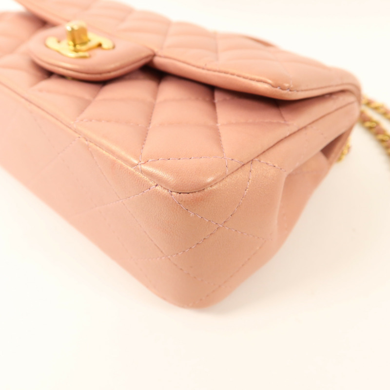 CHANEL 羊皮皮革Top Handle 20金扣鏈帶肩背袋-13