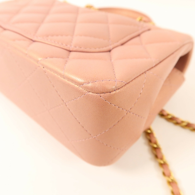 CHANEL 羊皮皮革Top Handle 20金扣鏈帶肩背袋-15