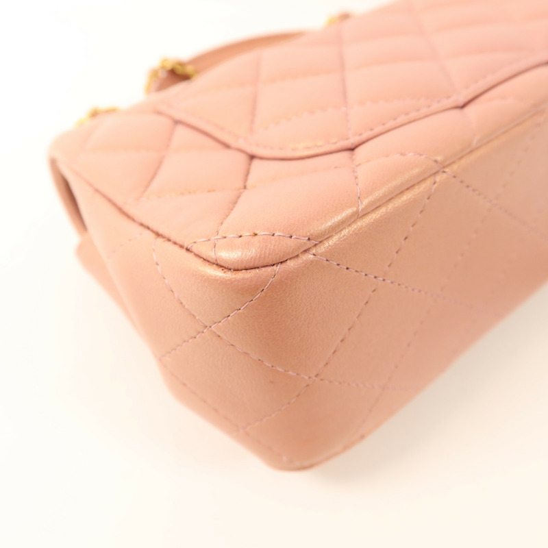 CHANEL 羊皮皮革Top Handle 20金扣鏈帶肩背袋-16