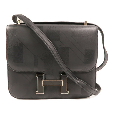 HERMES Sombrero皮革Constance On A Summer Night銀扣肩背袋Noir